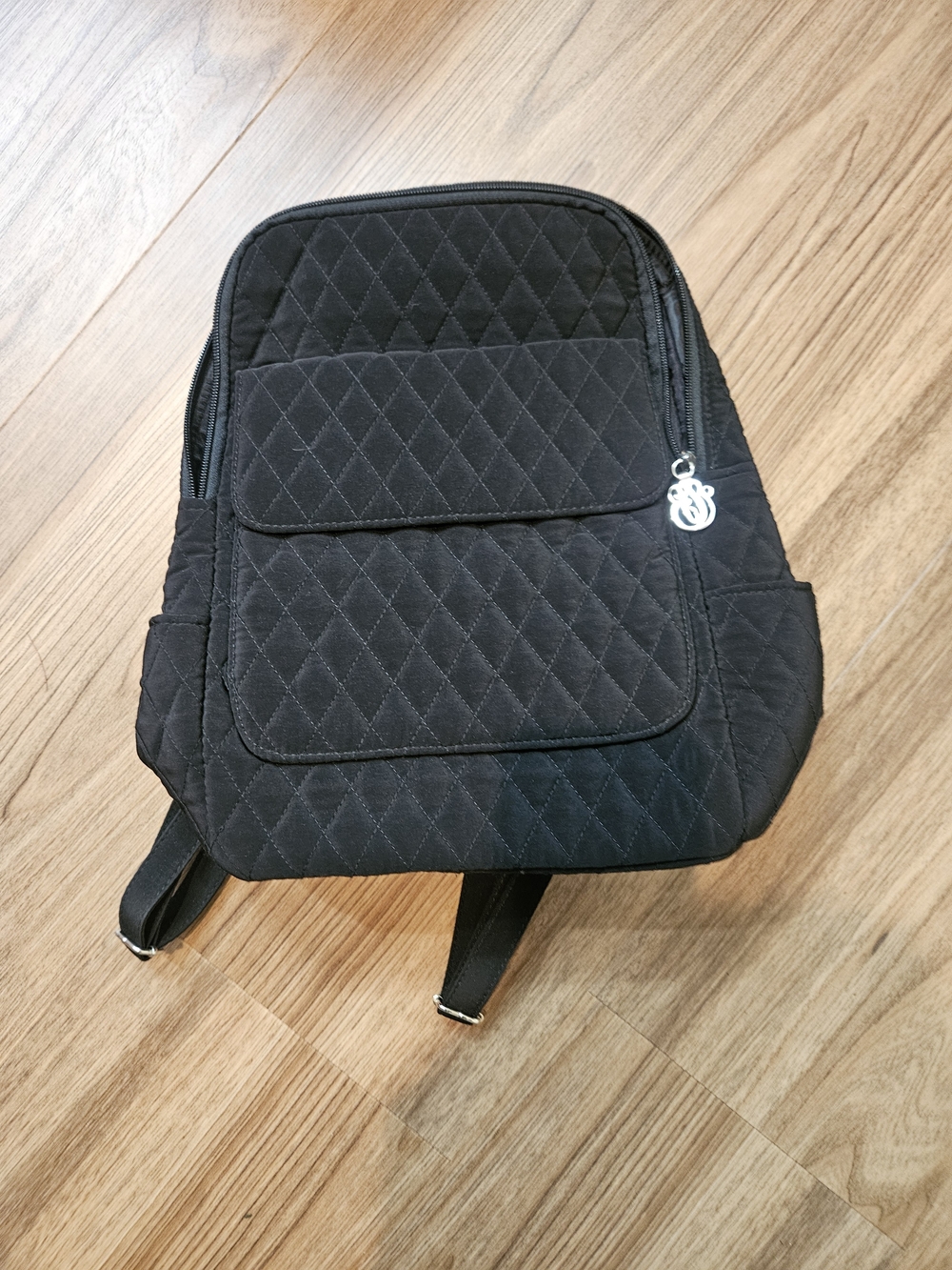 Vera Bradley Quilted Black Backpack with Front Pocket